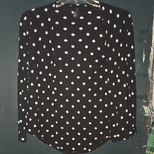 Black and White Polka Dot Open Cardigan